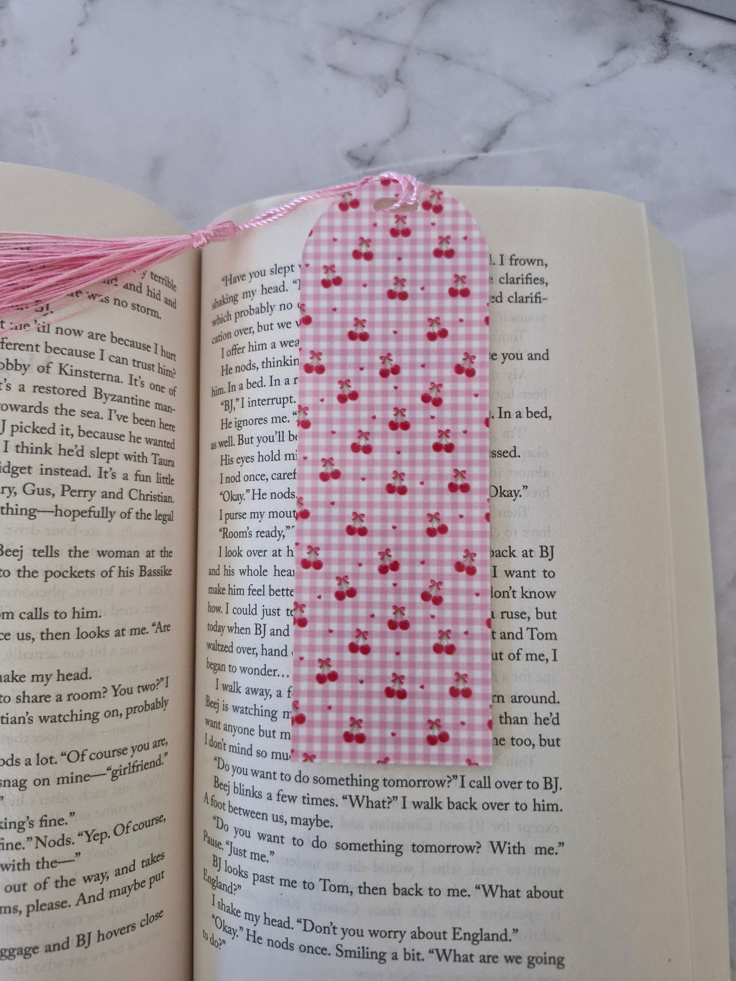 Cherry Gingham Bookmark
