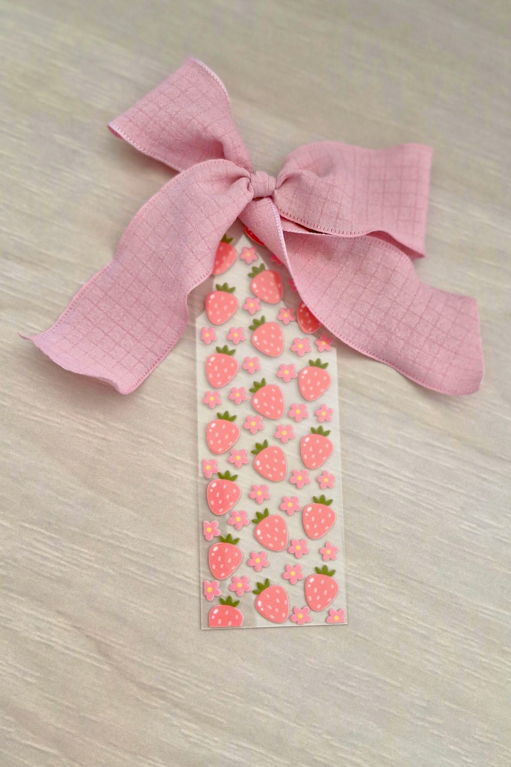 Strawberries & Flowers Bookmark - Pink image