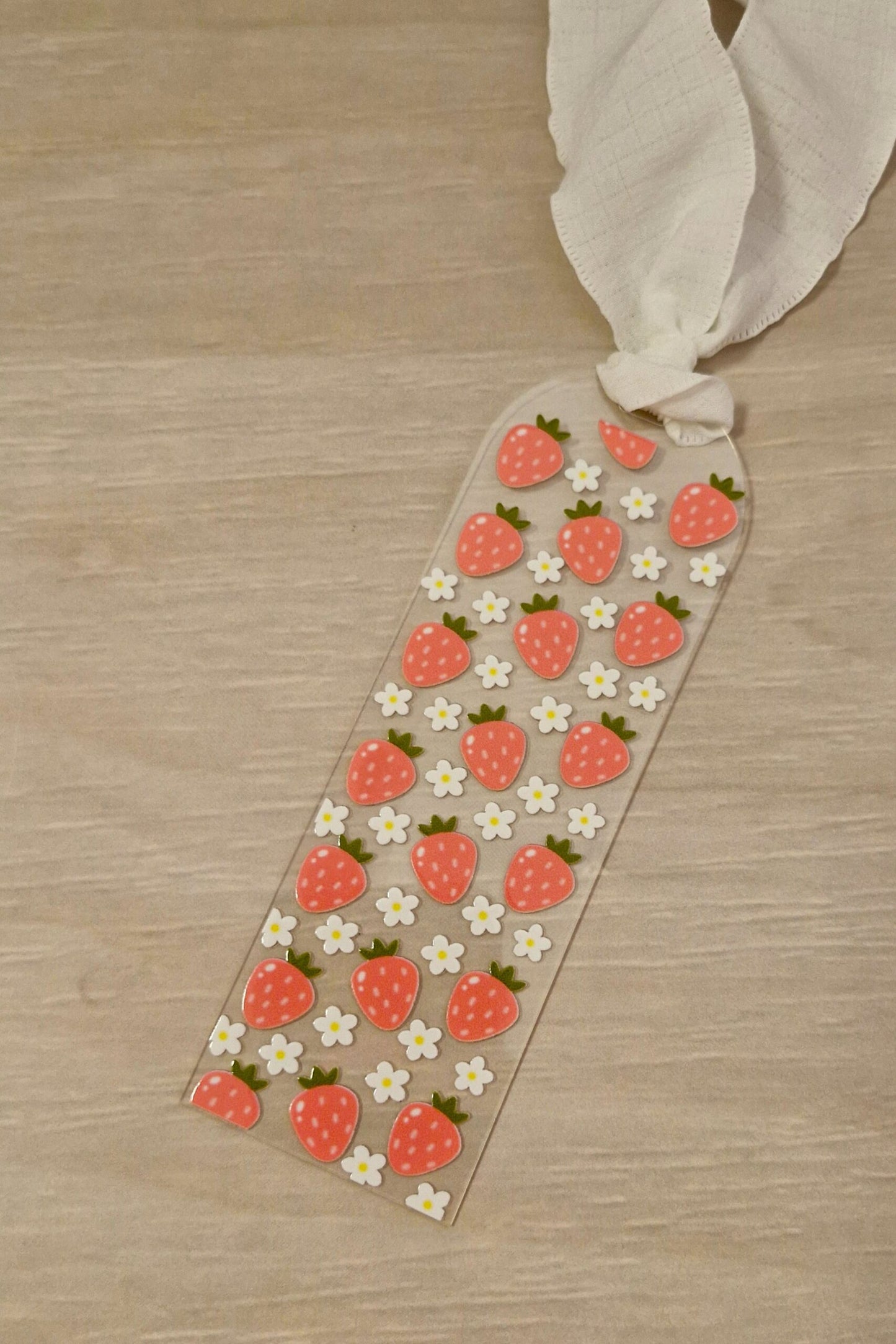 Strawberries & Flowers Bookmark - White image