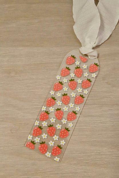 Strawberries & Flowers Bookmark - White image