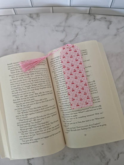Cherry Gingham Bookmark