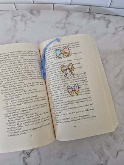 Pastel Glitter Bows Bookmark